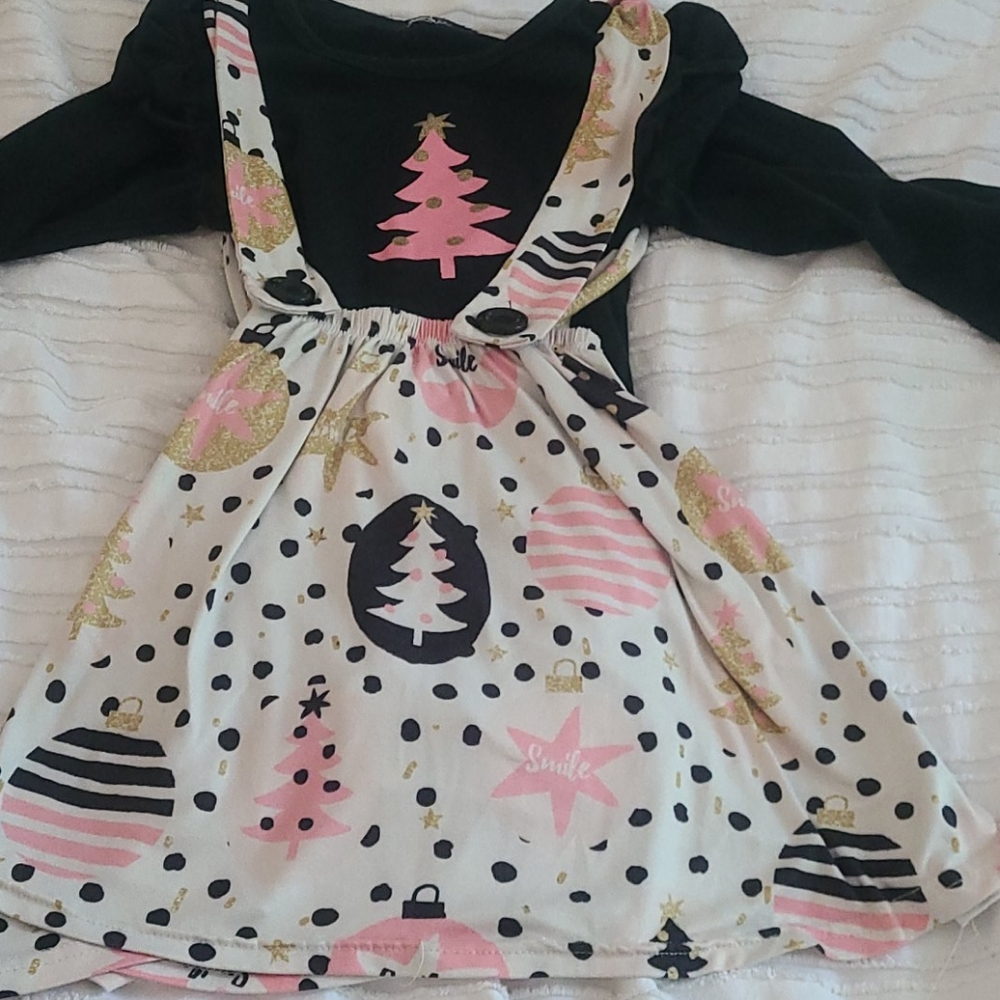 6 skirt/suspenders shirt set Christmas